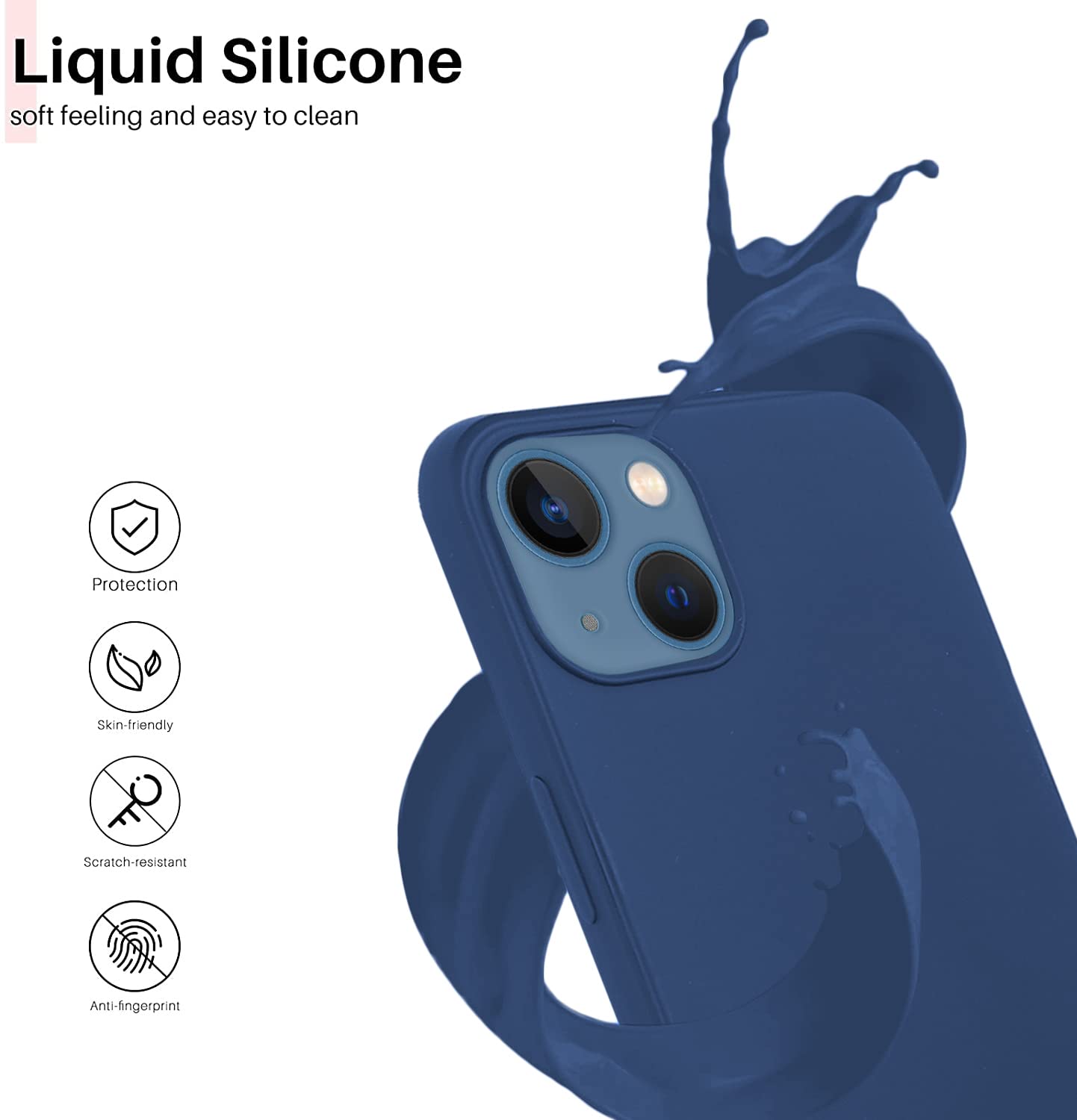 Protect Microfiber Candy Case Compatible for iPhone 13 Shockproof Slim Back Cover Liquid Silicone Case
