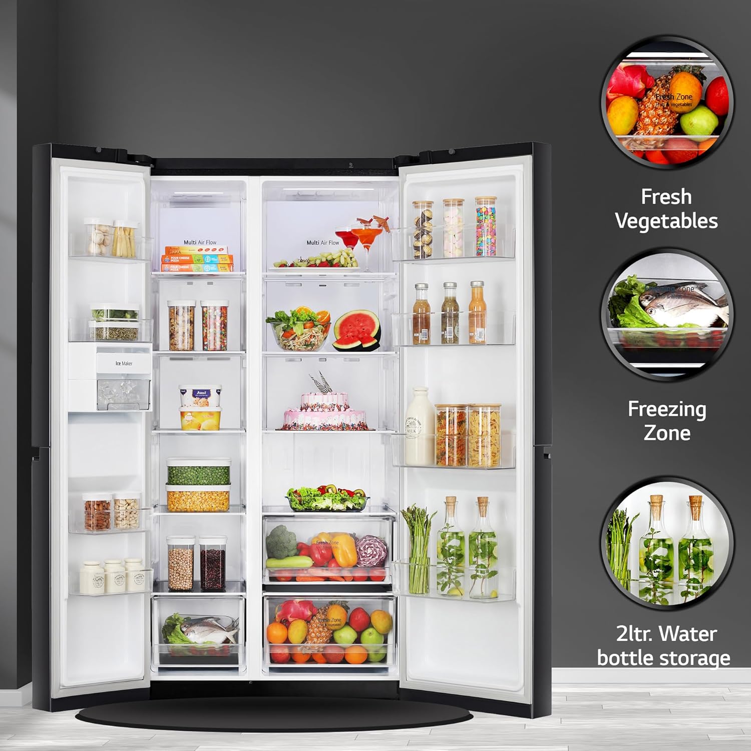LG 655 L Frost Free Smart Inverter Double Door Side by Side Refrigerator