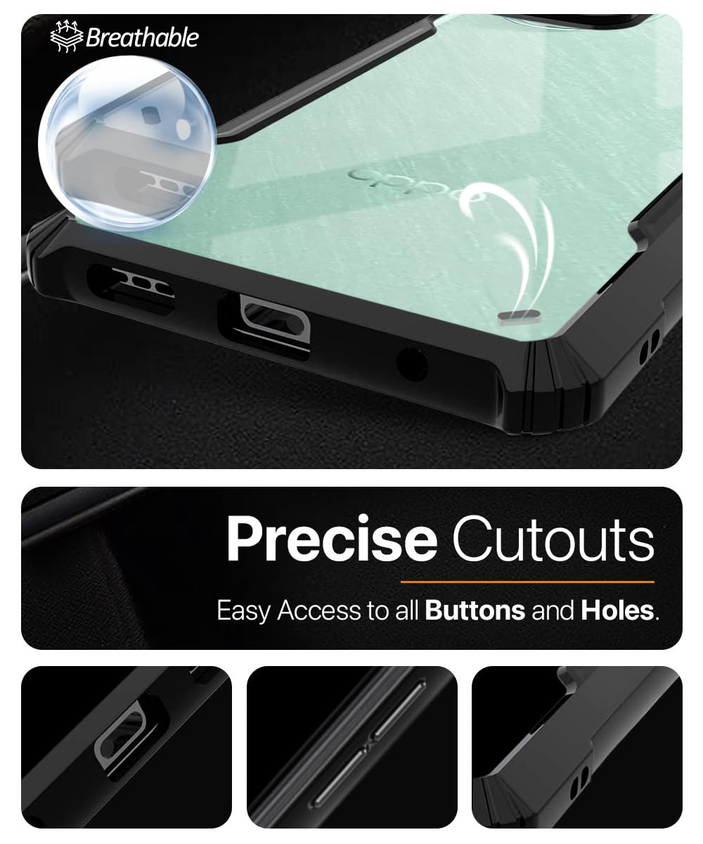 Protect Shock Proof Clear Back Case Mobile Cover for Oppo Reno 11 5G (Hard | Hybrid PC + TPU | Full Armour Device & Camera Protection