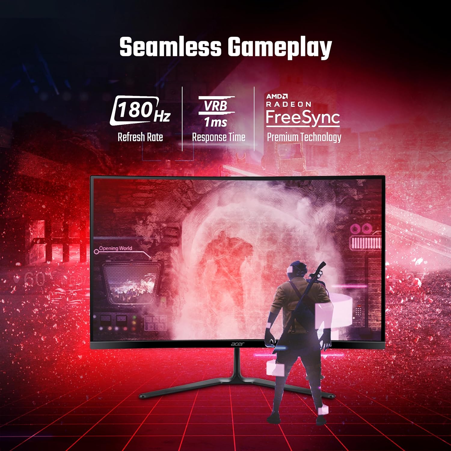Acer NITRO Curved Full HD LED Backlit VA Panel with HDR10 Support, Vision Care, Display Widget, 1500R Curvature Gaming Monitor