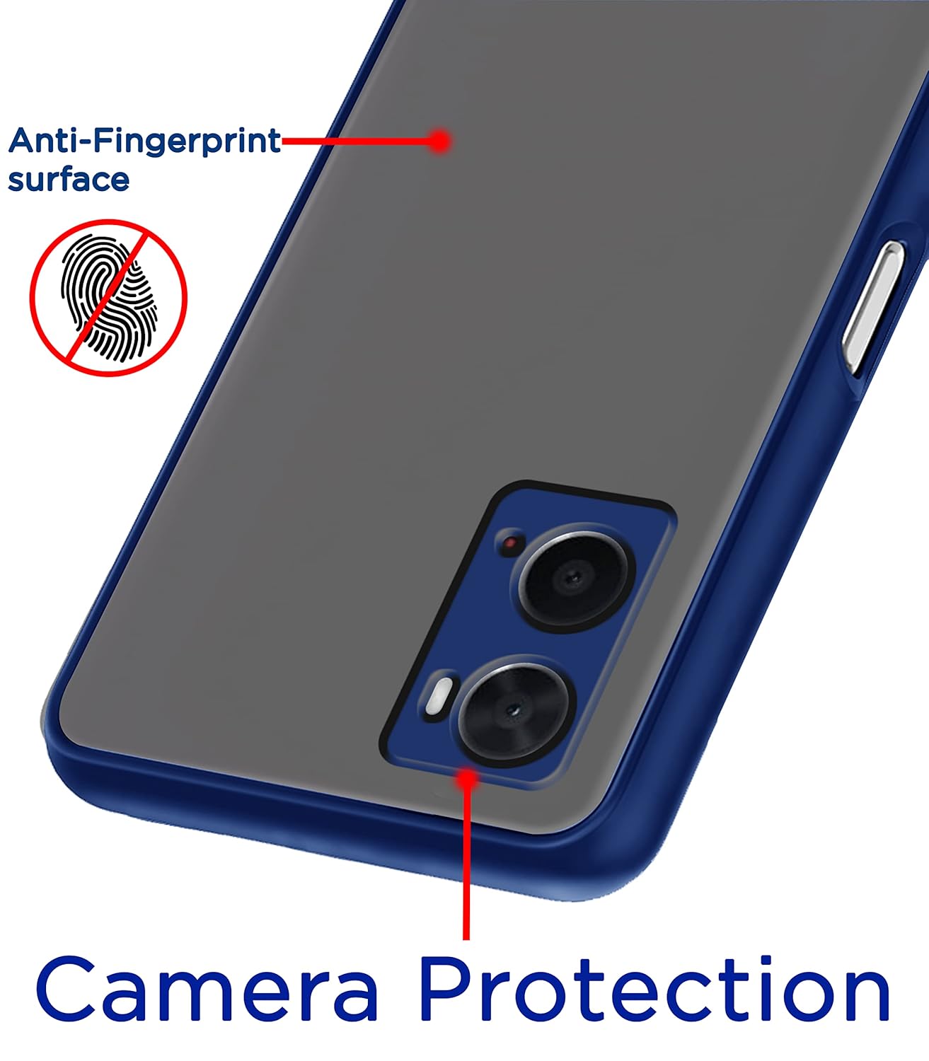 Protect Oppo A76 / Oppo A96 / Oppo A36 Back Cover | Hybrid Smoked Back | Full Camera Protection | Raised Edges | Super Soft-Touch | Bumper Case
