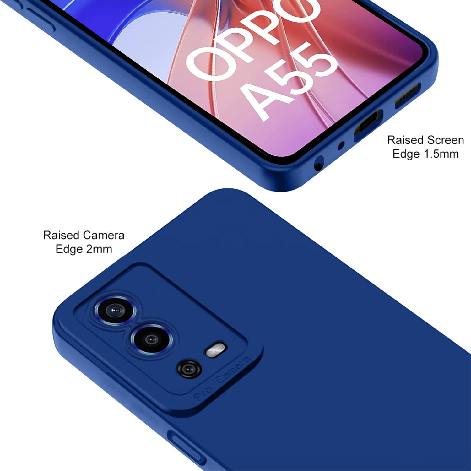 Protect Oppo A55 Back Cover Soft Matte Liquid Silicone TPU | Camera Protection | Shockproof Slim Back Case