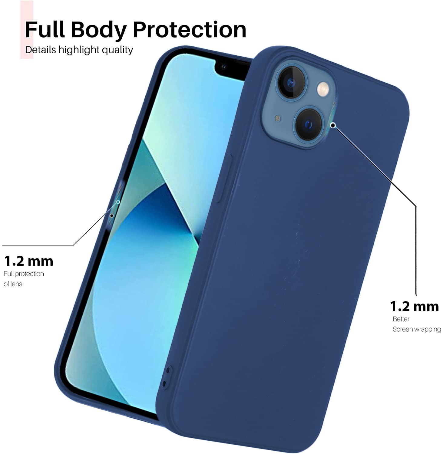 Protect Microfiber Candy Case Compatible for iPhone 13 Shockproof Slim Back Cover Liquid Silicone Case