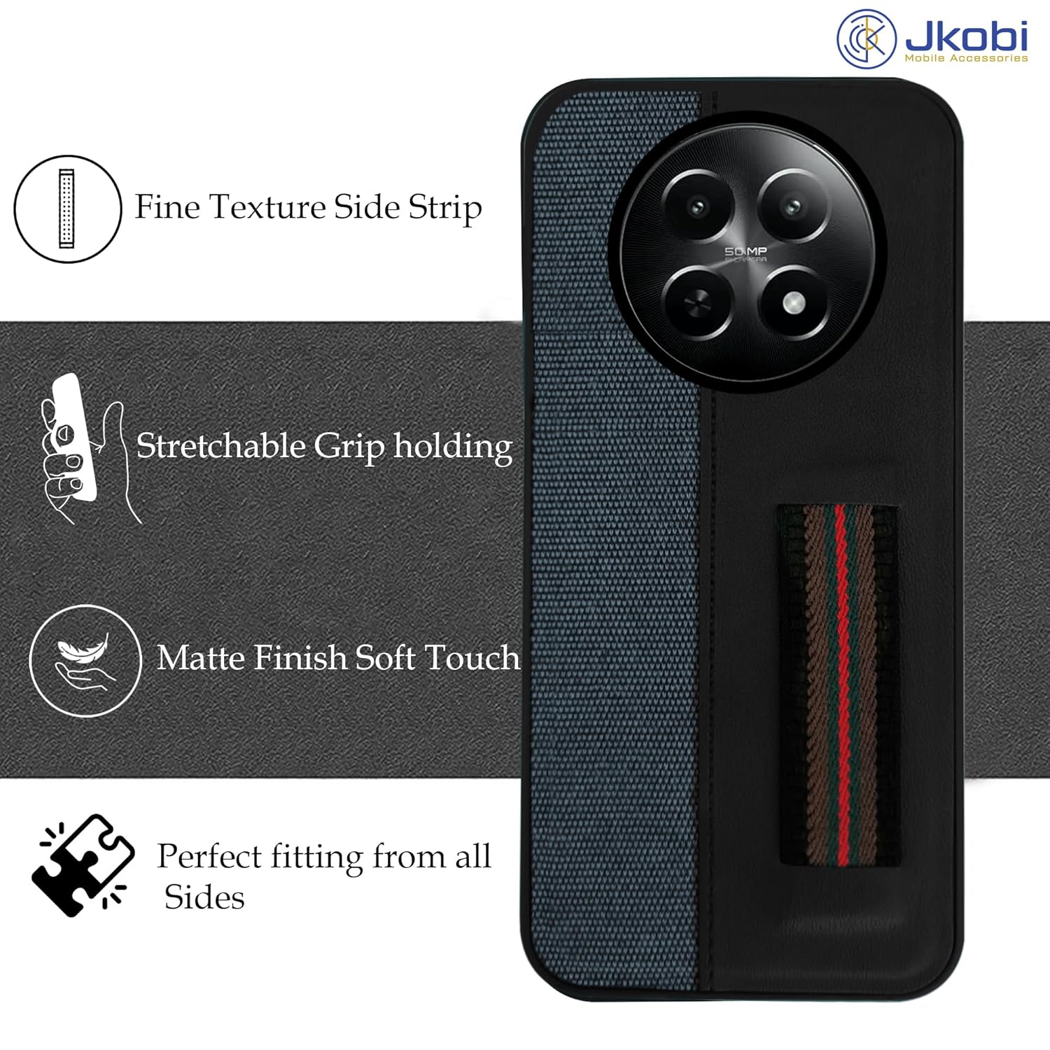 Protect Back Cover Case for Realme Narzo 70x 5G (Professional PU Leather | Strip Chain Holder Socket )