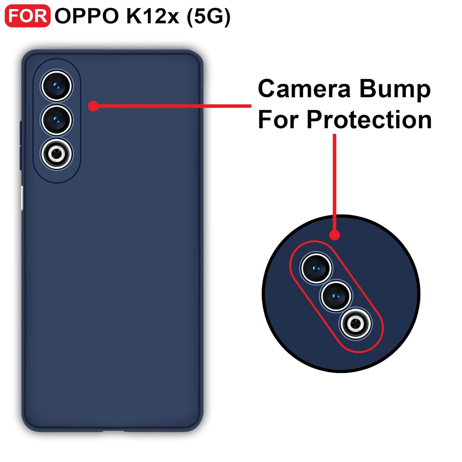 Protect Oppo K12x (5G) Back Cover | Camera Bump Protection & Inner Velvet Fabric Lining | Ultra Slim Matte Soft Rubberised Case Cover