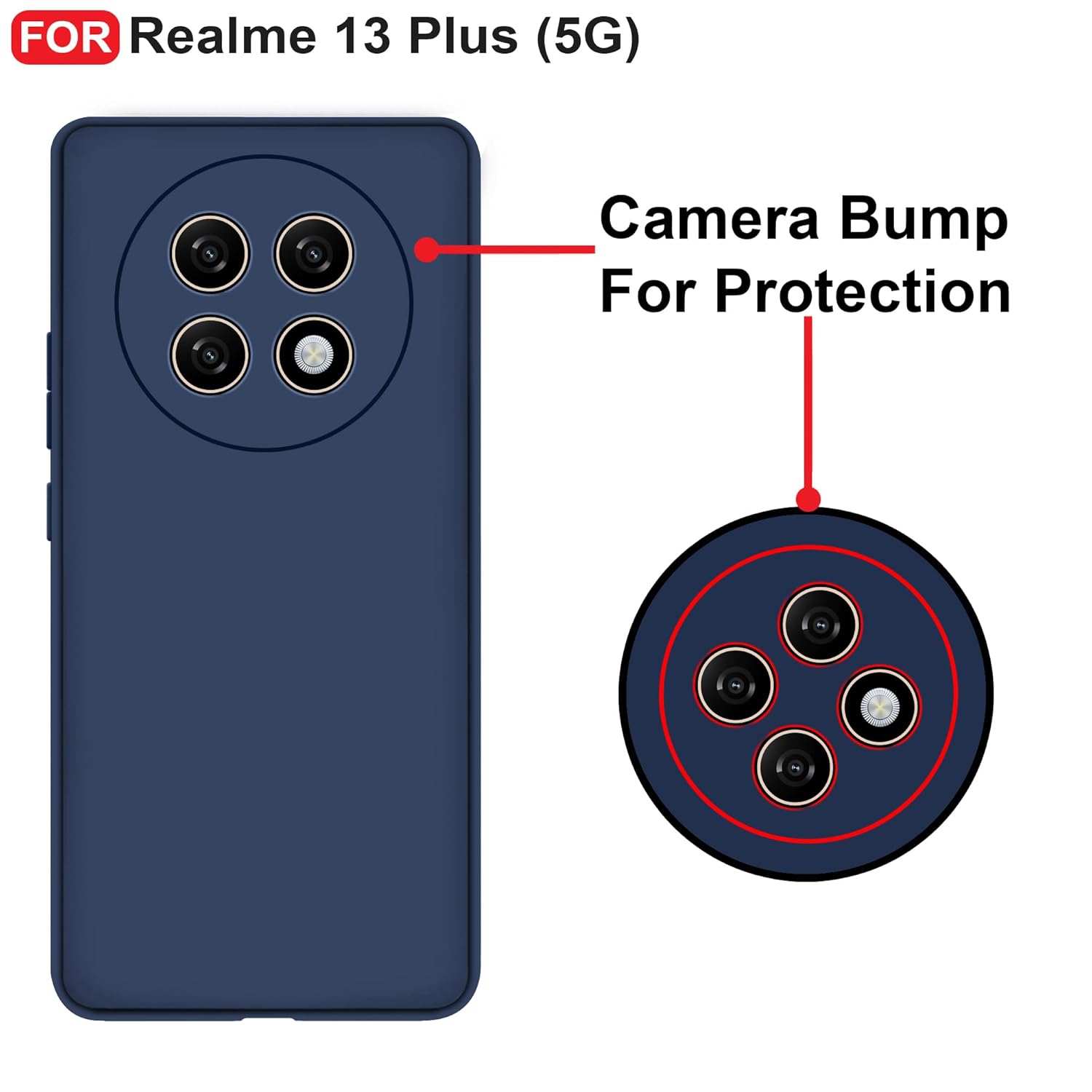 Protect Realme 13 Plus (5G) Back Cover | Camera Bump Protection & Inner Velvet Fabric Lining | Ultra Slim Matte Soft Rubberised Case Cover