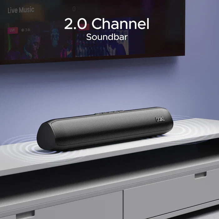 boAt Aavante Bar 520 w/ Dual Passive Radiators,6 HRS Playback & Sleek Design 16 W Bluetooth Soundbar