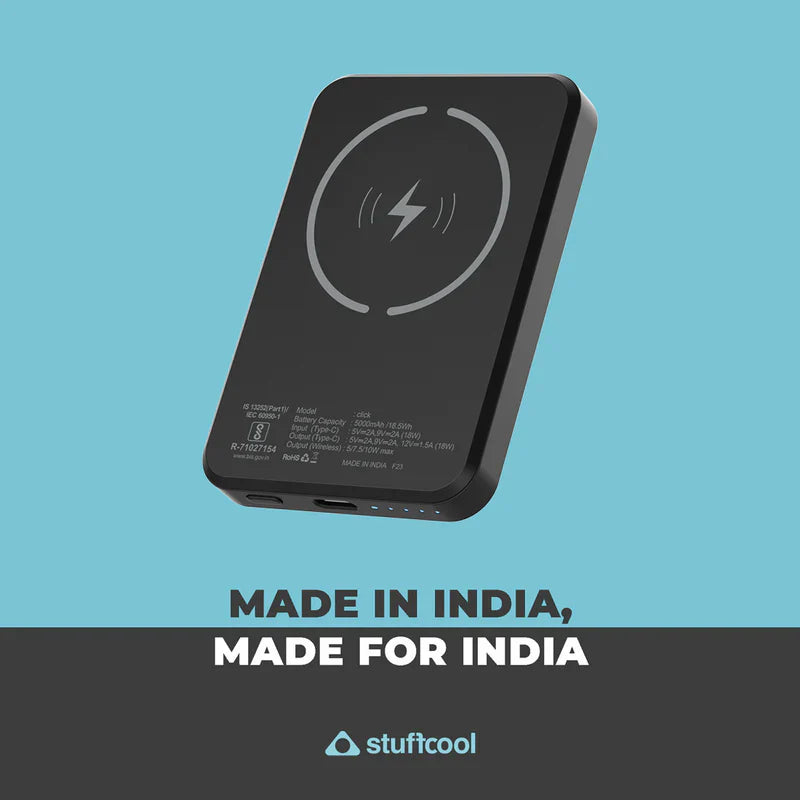 STUFFCOOL 5000 mAh 18 W Wired & Wireless With MagSafe Pocket Size Power Bank