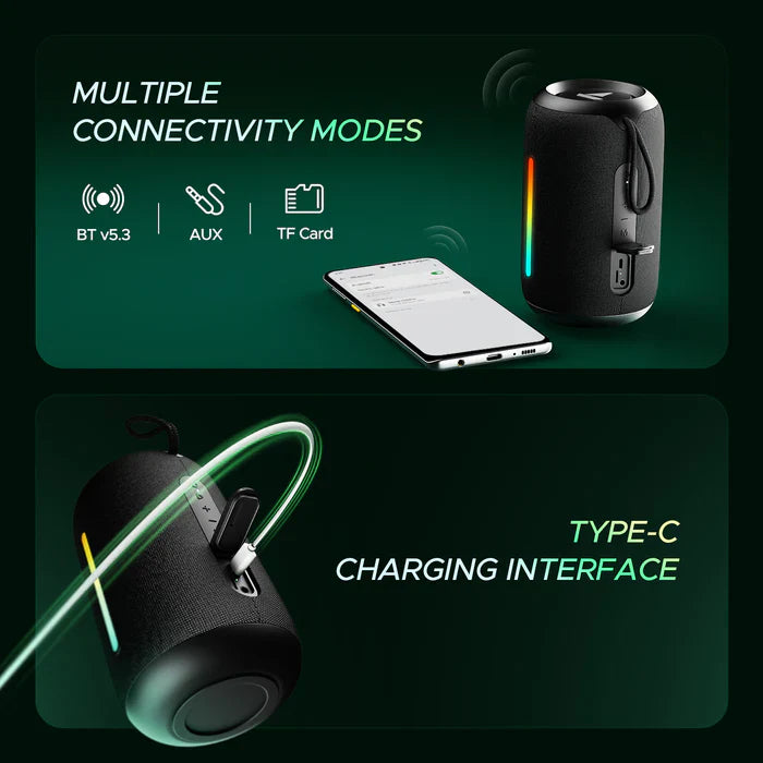 boAt Stone 350 Pro w/ Dynamic RGB LEDs, 12 HRS Playback, IPX5 & TWS Feature 14 W Bluetooth Speaker