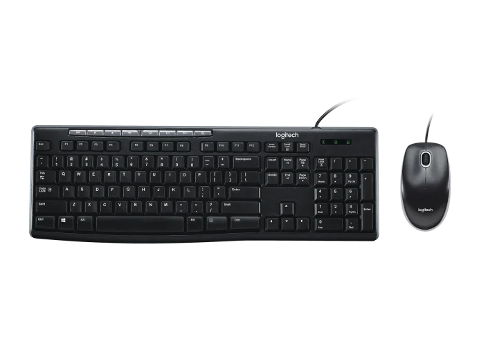 Logitech MK200 Media Wired Keyboard and Mouse Combo Wired USB Desktop Keyboard (Black)