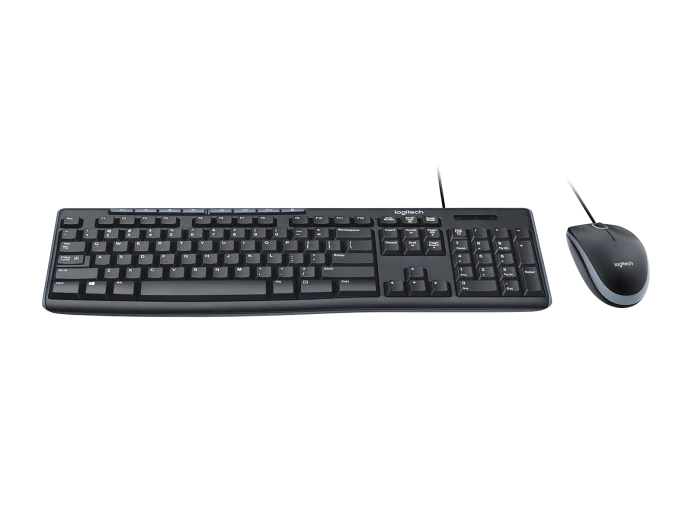 Logitech MK200 Media Wired Keyboard and Mouse Combo Wired USB Desktop Keyboard (Black)