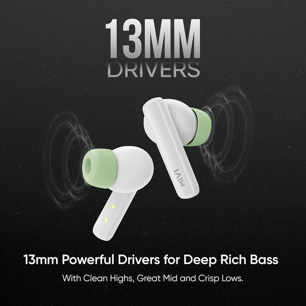Mivi DuoPods K2 TWS,AI-ENC,40Hr Playtime,13mm Bass,Made in India Bluetooth Earbuds