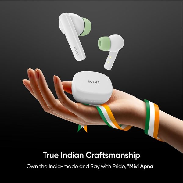 Mivi DuoPods K2 TWS,AI-ENC,40Hr Playtime,13mm Bass,Made in India Bluetooth Earbuds