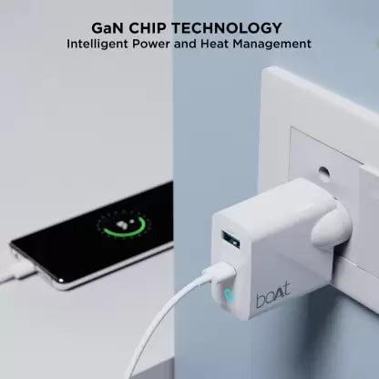 boAt 65 W GaN 3.1 A Wall Charger for Mobile with Detachable Cable