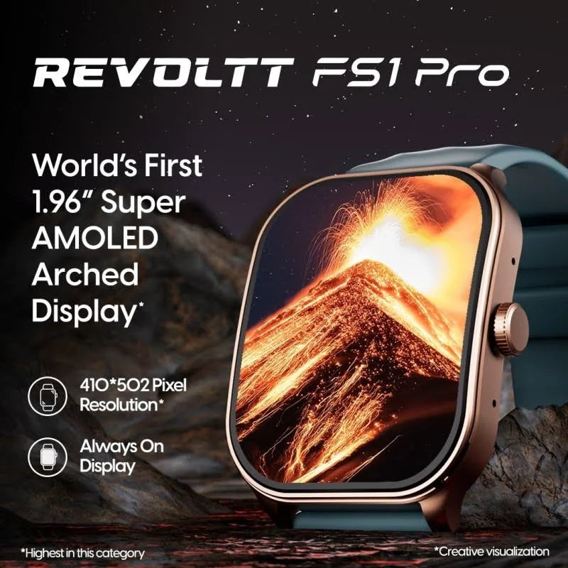 Fastrack Revoltt FS1 Pro|World's First,1.96" Super AMOLED|Highest Resolution|BT Calling Smartwatch