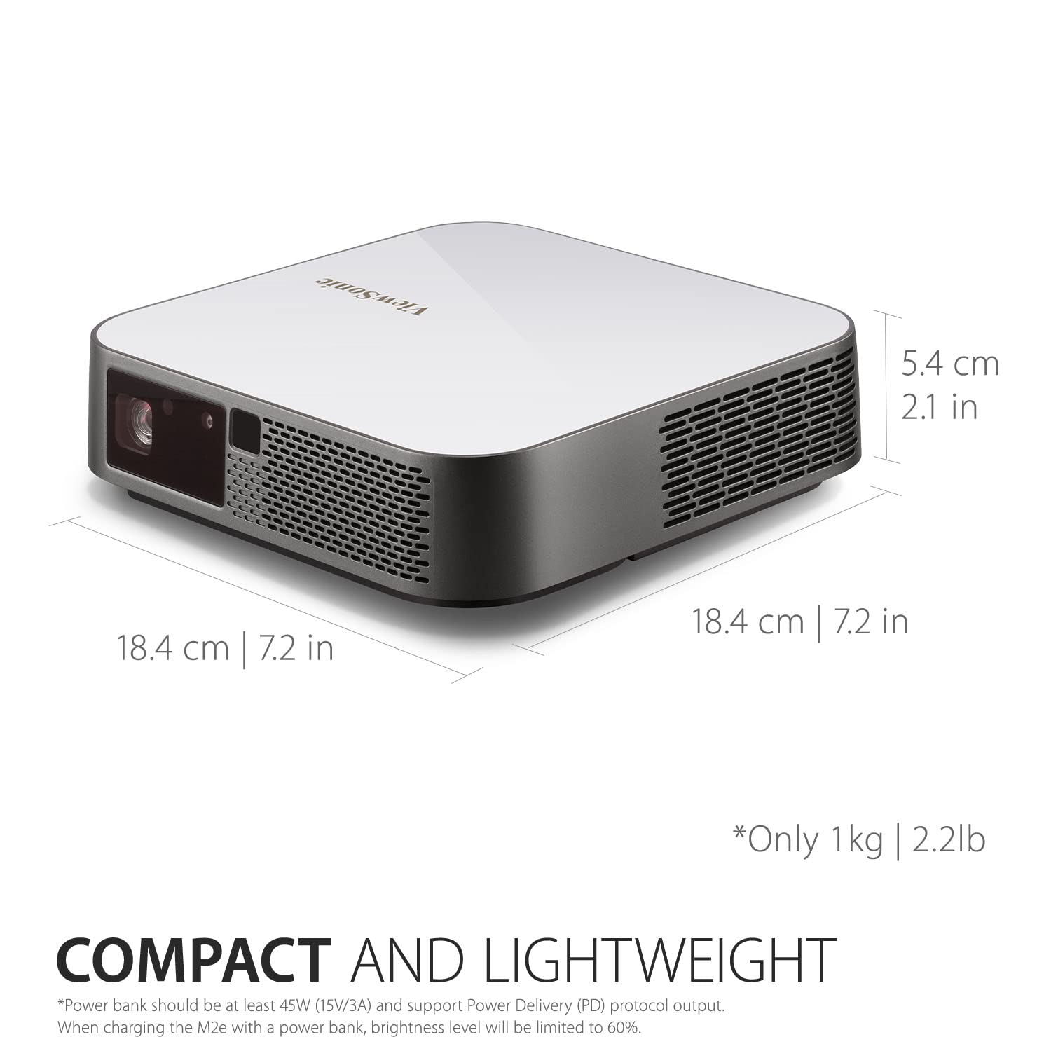 ViewSonic M2e (1000 lm) Portable with 1920X1080p Resolution, 100'' Maximum Display, Auto Focus+ WiFi+ Bluetooth+6W Harman Kardon Speaker, Bluetooth ,HDMI, USB Type-C Connectivity LED Projector
