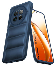 Protect Back Cover Case for Realme 12 Pro Plus | Realme 12 Pro Puffer Cushion Wave Design | Camera Protection