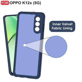 Protect Oppo K12x (5G) Back Cover | Camera Bump Protection & Inner Velvet Fabric Lining | Ultra Slim Matte Soft Rubberised Case Cover