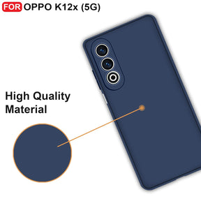 Protect Oppo K12x (5G) Back Cover | Camera Bump Protection & Inner Velvet Fabric Lining | Ultra Slim Matte Soft Rubberised Case Cover