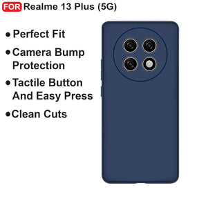 Protect Realme 13 Plus (5G) Back Cover | Camera Bump Protection & Inner Velvet Fabric Lining | Ultra Slim Matte Soft Rubberised Case Cover