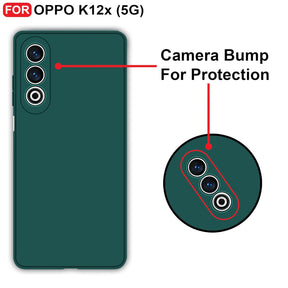Protect Oppo K12x (5G) Back Cover | Camera Bump Protection & Inner Velvet Fabric Lining | Ultra Slim Matte Soft Rubberised Case Cover