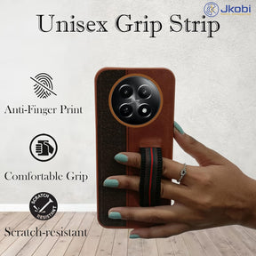 Protect Back Cover Case for Realme Narzo 70x 5G (Professional PU Leather | Strip Chain Holder Socket )