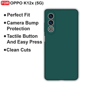 Protect Oppo K12x (5G) Back Cover | Camera Bump Protection & Inner Velvet Fabric Lining | Ultra Slim Matte Soft Rubberised Case Cover