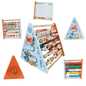 Wembley 5 in 1 Wooden Montessori Learning Educational Activity Toys for 1+ Year Old Baby Boy Girl | Learn Alphabet, Abacus, Writing Drawing,