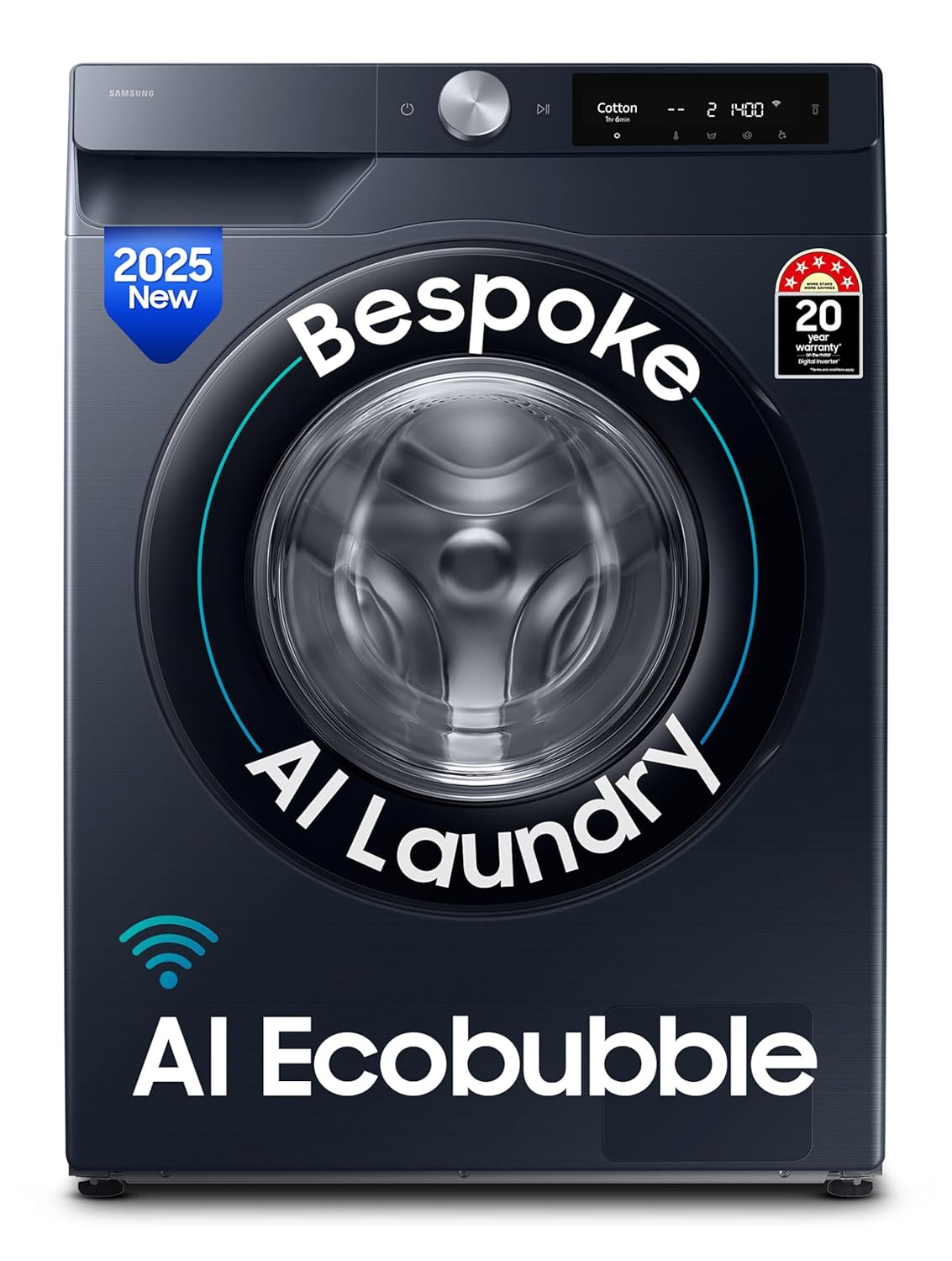 Samsung 12 kg, 5star, AI Ecobubble, Super Speed, Wi-Fi, Hygiene Steam with Inbuilt Heater, Digital Inverter, Fully-Automatic Front Load Washing Machine