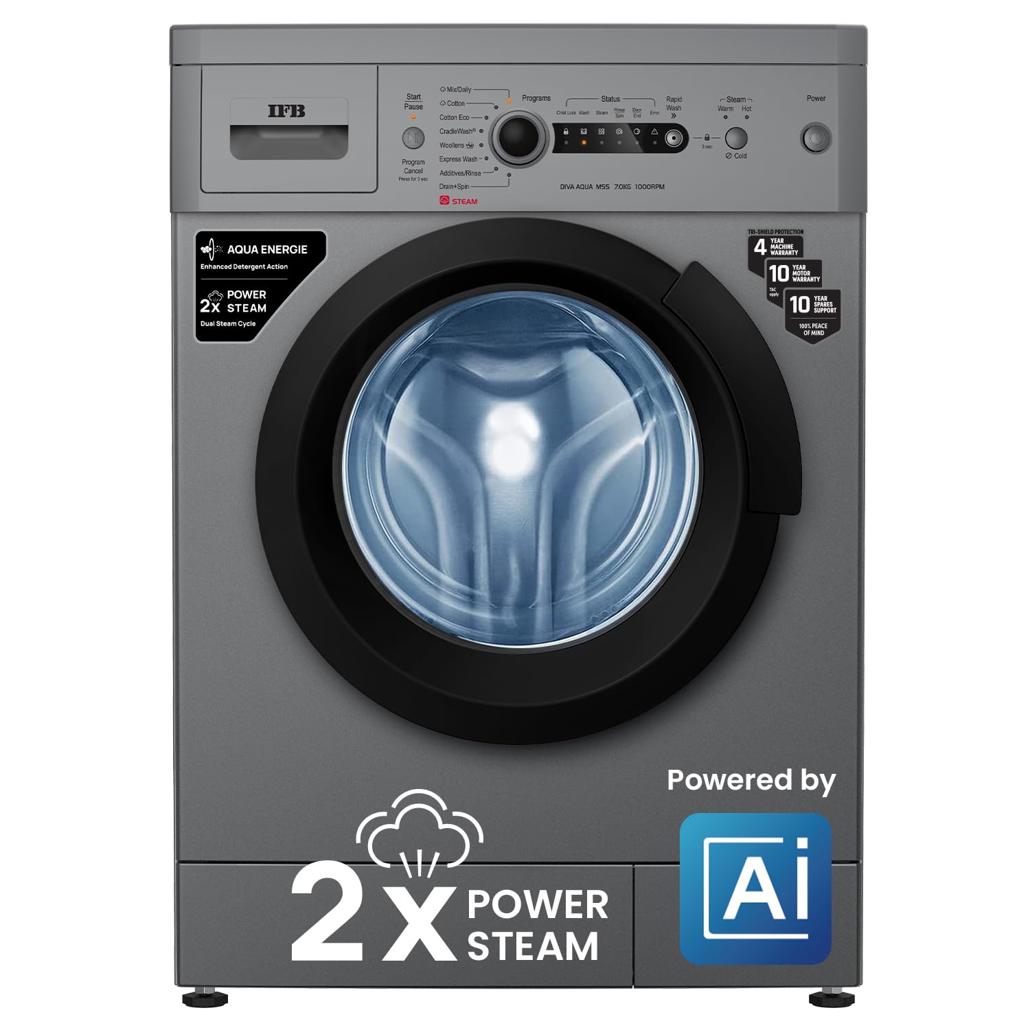 IFB 7 Kg 5 Star with 2X Power Steam, AI Powered, Fully Automatic Front Load Washing Machine