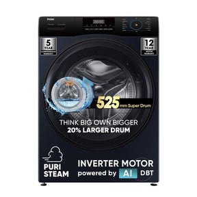 Haier 8 Kg 5 Star Inverter Motor AI DBT Technology Fully-Automatic Front Load Washing Machine