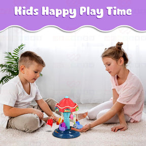 Wembley Merry Go Round Amusement Park Toy DIY Rotating Swing Carnival Ride with LED Lights & Music for Kids Toddlers Baby