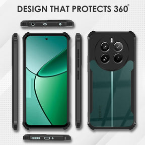 Protect Realme Narzo 70 5G Back Cover | Transparent Crystal Clear Hard PC Back Case with TPU Bumper, Drop Protection Case Cover