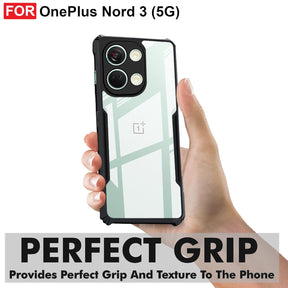 Protect OnePlus Nord 3 (5G) Back Case Cover | Camera Protection Shockproof Bumper-Edge | Acrylic Crystal Clear 360 Degree Protection