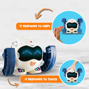Wembley Tumbling Rolling Robot Toy for Kids Baby 2 3 4 5+ Clap to Dance Rotates