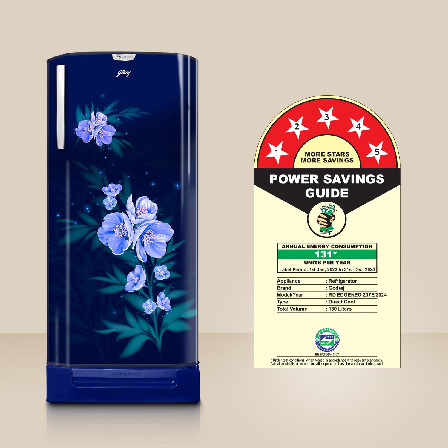 Godrej 180 L 5 Star Turbo Cooling Technology, 24 Days Farm Freshness Direct Cool Single Door Refrigerator