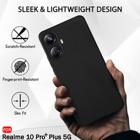 Protect Sleek Back Cover Case for Realme 10 Pro Plus 5G | Slim Fit Protective Design | Ultra Matte Finish | Camera Protection Bump | Soft Silicon Back Case