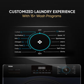 Haier 8 Kg 5 Star Inverter Motor AI DBT Technology Fully-Automatic Front Load Washing Machine