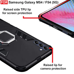 Protect Rugged Samsung Galaxy M54 / F54 (5G) Defender Case | Rotating Ring Holder & Kickstand in-Built | Military Grade Armor | Bumper Back Cover