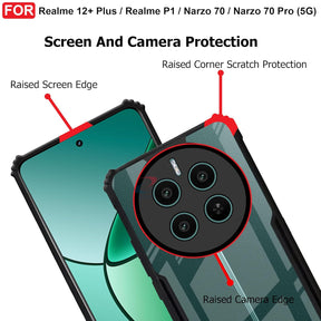 Protect Case for Realme P1  Back Case Cover | Camera Protection Shockproof | Acrylic Crystal Clear 360 Degree Protection