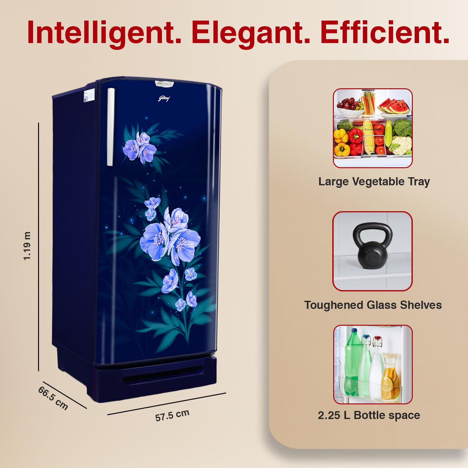 Godrej 180 L 5 Star Turbo Cooling Technology, 24 Days Farm Freshness Direct Cool Single Door Refrigerator