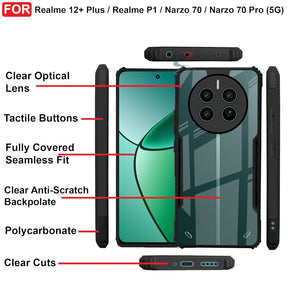 Protect Case for Realme P1  Back Case Cover | Camera Protection Shockproof | Acrylic Crystal Clear 360 Degree Protection