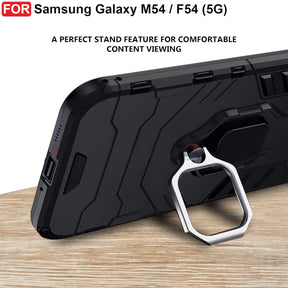 Protect Rugged Samsung Galaxy M54 / F54 (5G) Defender Case | Rotating Ring Holder & Kickstand in-Built | Military Grade Armor | Bumper Back Cover