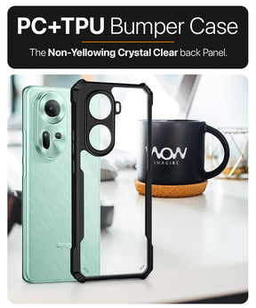 Protect Shock Proof Clear Back Case Mobile Cover for Oppo Reno 11 5G (Hard | Hybrid PC + TPU | Full Armour Device & Camera Protection