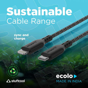Stuffcool ecolo Type C to lightning Sync & Charge Cable GRS Certified Recycled Plastic Data Cable