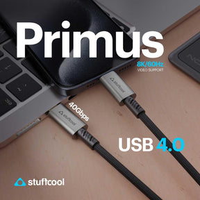 Stuffcool Primus USB 4 Type-C to Type-C Cable with 240W Power and 40Gbps Data with 8K Video Transmission Data Cable