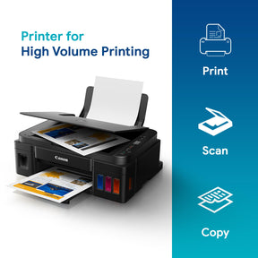 Canon PIXMA MegaTank/Ink Efficient G2012 Multi-function Color Ink Tank Printer (Color Page Cost: 0.32 Rs. | Black Page Cost: 0.09 Rs.) with 2 additional Black  (6 Ink Bottles Included)