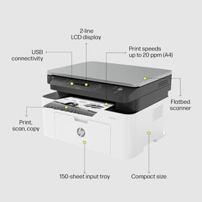 HP MFP 1188A Multi-function Monochrome Laser Printer  (Toner Cartridge, 4 Ink Bottles Included)