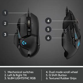 Logitech G502 Hero / Hero 25K Sensor, Adj DPI Upto 25600, RGB, 11 Programmable Buttons Wired Optical Gaming Mouse
