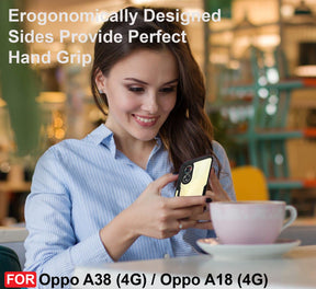 Protect Oppo A38 (4G) & A18 Back Case Cover | Camera Protection Shockproof Bumper-Edge | Acrylic Crystal Clear 360 Degree Protection